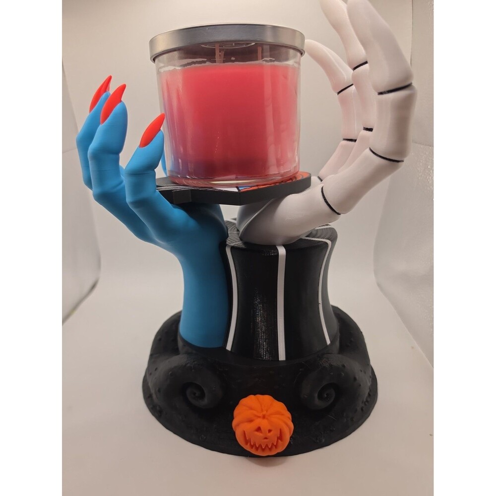 Jack & Sally 3D Printed Candle Holder Skeleton Hands Nightmare Before Christmas